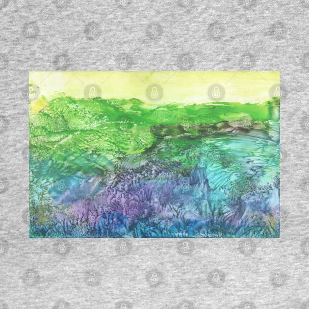 Fantastic landscape, nature. Encaustic wax art. Painting drawing by grafinya